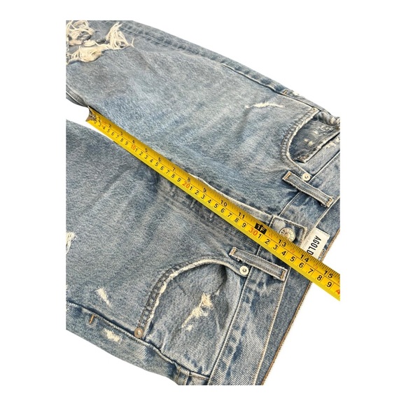 Agolde 90’s Jean Distressed Mid Rise Women’s Size 24X28 Light Blue Frayed Cotton - Picture 7 of 13